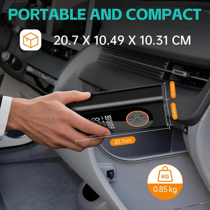 Portable 12V Tire Inflator & Air Compressor – 150 PSI Electric Car Tyre Pump with Digital Display, Auto Shut-Off, LED Light & 4 Nozzles